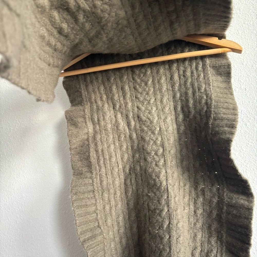 Mark Eisen Karoo Cashmere and Wool Olive/Brown Turtleneck Sweater Poncho Shrug